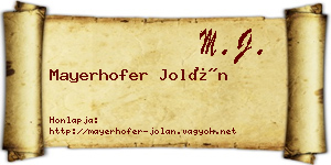 Mayerhofer Jolán névjegykártya