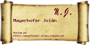 Mayerhofer Jolán névjegykártya
